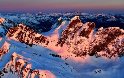 Golden light over Overcoat Peak, Iceberg Lake, Chimney Rock, Mount Stuart Range, Cascade Mountains, Washington 629 