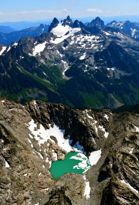 Iron Cap Mountain and Lake, Overcoat Peak and Glacier, Chimney Rock, Lemah Mountain, Cascade Mountains, Washington 1179 