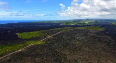 Highway 132, 2018 Lava Flow vs 1960 Lava Flow, Green Mountain, Kapoho Crater and buried Green Lake, Gone Vacationland Hawaii  