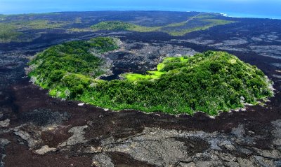 Kapoho Crater of Green Mountain, 2018 Lava Flow buried Green Lake, Kapoho Bay and Point, Vacationland Hawaii, Kapoho Road,  