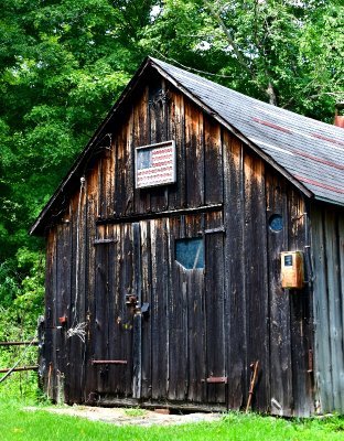US Flag on rustic barn, Putnan Valley, New York 663 