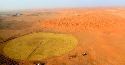 Crop Circle along the sand ddunes, Saudi Desert, Riyadh Region, Sauddi Arabia 1642