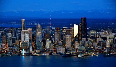 Blue Hours in Seattle and Elliot Bay, Cascade Mountains, Washington 158 