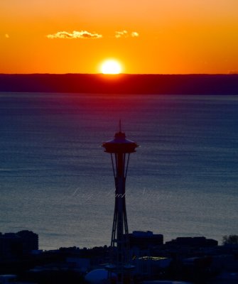 Space Needle at Sunset, Puget Sound, Seattle, Washington 045