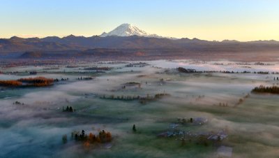 Fog Covered Enumclaw Plateau, Mount Rainier, Washington 429 