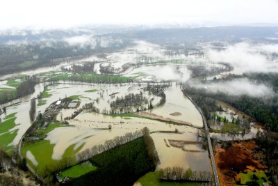 December Flooding in Snoqualmie River Valley by Fall City, Washington 201 