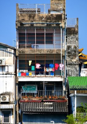 Drying clothings on balcony in Bangkok, Thailand 323 