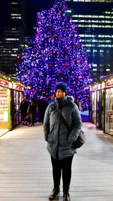 Katherine in front Bryant Park Christmas Tree, New York City, New York 272 