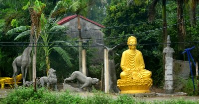 Golden Buddha along highway to Hanoi, Vietnam 040