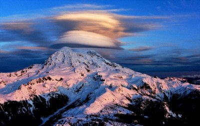 Mount Rainier National Park and Standing Lenticular at Sunset, Cascade Mountains, Washington 258