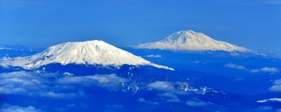 Mt St Helens and Mount Adams, Stratovolcanoes of Pacific Ring of Fire, Cascade Mountains, Washington 116 