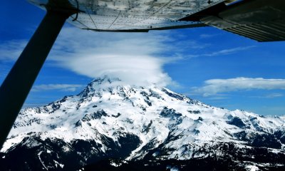 Mount Rainier with Cap Cloud from Cessna 182, Cascade Mountains, Washington 144  