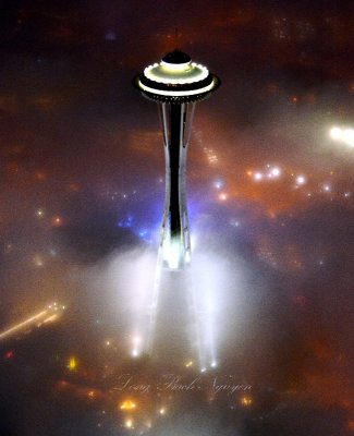 Space Needle in Fogmageddon, Seattle, Washington 400  