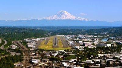 My Office View, Boeing Field, Mount Rainier, Boeing Airplane Company, Duwamih River, Georgetown, Seattle, Washington