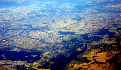 Paris and Seine River from 43000 feet, France 1936  