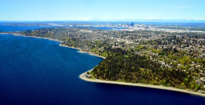West Seattle, Lincoln Park, Alki Point, Elliott Bay, Magnolia, Interbay, Mt Baker and Twin Sisters, Seattle, Harbor Island, Lake