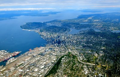 Seattle Skyline, Lake Union and Ship Canal, Seattle - Everett Metro Area, Puget Sound, Bainbridge Island, Camano Island,  Whidbe