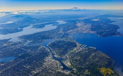 Seattle Skyline, Seattle Waterfront, Lake Union, Ship Canal, Ballard Lock, Lake Washington, Mercer Island, Float Bridges 