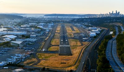 Boeing Field International Airport, Museum of Flight, Interstate 5, Seattle, Elliott Bay, Space Needle, Washington 245