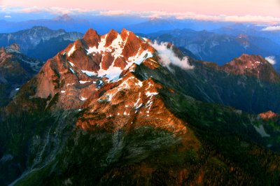 Orange Sky at Sunset on Three Fingers, White Chuck Mtn, Pugh Mt, Dome Peak, Cascade Mountains, Washington 285