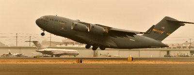 USAF C-17, Charleston AFB, Departed Boeing Field in Smoke, Seattle, Washington 071 