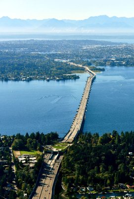 The New State Route 520 Evergreen Bridge, Lake Washington, University of Washington, Lake Union, Washington Ship Canal, Puget So