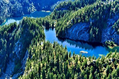 Horseshoe Lake and Shamrock Lake, base of Preacher Mountain, Cascade Mountains, Washington 762 