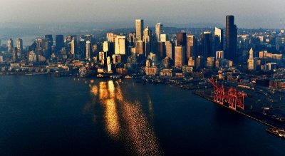 Golden Lights on Skyline of Seattle and Waterfront and Elliott Bay, Washington 277a Standard e-mail view.jpg