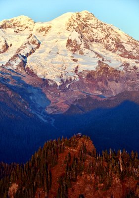 Gobblers Knob Lookout, Liberty Cap, Sunset Amphitheater, Puyallup Glacier and Cleaver, St Andrews Rock, Tahoma Glacier, Goat Isl