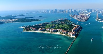 Downtown Miami, Miami South Beach, South Pointe Beach, Fisher Island, Virginia Key, Dodge Island, Miami South Channel, Florida  