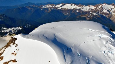 Grant Peak on Mt Baker Summit, Summit Crater, Cockscomb, Boulder Glacier, Park Glacier, Roosevelt Glacier, The Twin Sisters