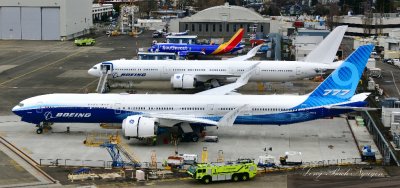 Boeing Aircraft 777X and Boeing 737 at Flight Test Ramp, Boeing Field Seattle, Washington 181  