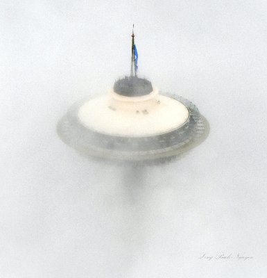 Space Needle in Fog, September Morning in Seattle, Washington 116  