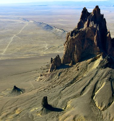 Shiprock Peak, Navajo-Tsé Bitʼaʼí, Rock with Wings or Winged Rock, Navajo Nation in San Juan County, New Mexico 1331  