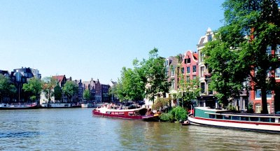 Houses and barges in Amsterdam, The Netherlands 1996 