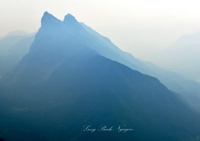 Baring Mountain in dense forest fire smoke, Baring, Washington 413  