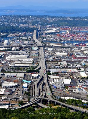 West Seattle Bridge, SODO, Highway 99, Harbor Island, Terminal 5, West Seattle, Puget Sound, Bainbridge Island, Gold and Green M