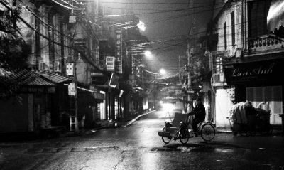 Lone Cyclo in Misty Old Quarter Hanoi, Vietnam 2181a