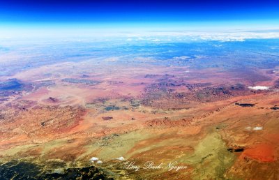 Monument Valley Tribal Park, Black Mesa, Tyende Mesa, Comb Ridge, Agathia Peak, Navajo Nation, Arizona and Utah from 41,000 Feet