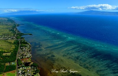 Coral Reef and Fish Ponds along Molokai Coast, Lanai and West Maui, Hawaii 353  