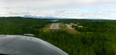 Landing on gravel runway at Big Lake Airport in Daher Kodiak airplane,Big Lake Alaska 220  