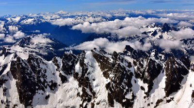 The Picket Range, Crescent Creek Spires, Mount Terror, Mount Degenhardt, Pinnacle Peak, Glacier Peak, Mt Rainier, Washington 193