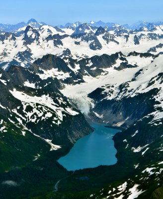 Saddlebag Glacier and Lake,  Shattered Peak, Pyramid Peak, Sherman Glacier, Chugach Mountains, Alaska 1029 