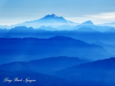 Morning Haze over Glacier Peak, Sloan Peak, Pugh Mountain, Cascade Mountains, Washington 005  