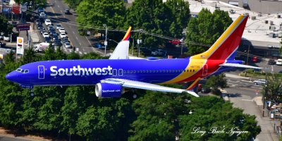 N8773Q Southwest Airlines Boeing 737 MAX 8 over Georgetown Seattle, Washington 031  