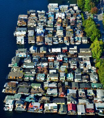 Houseboats on Lake Union, Seattle, Washington 453a  