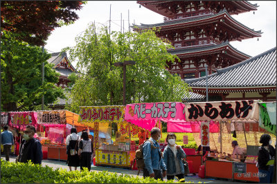 Food Stalls and Pagoda