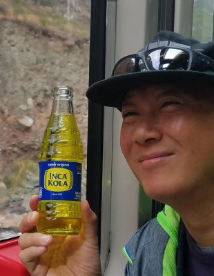 Peter posing with his Inca Cola