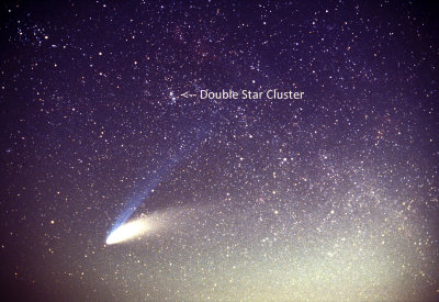 Comet Hale-Bopp with Double Star Cluster