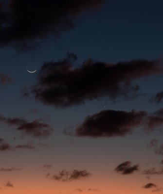Day and a Half Old Moon and Mercury